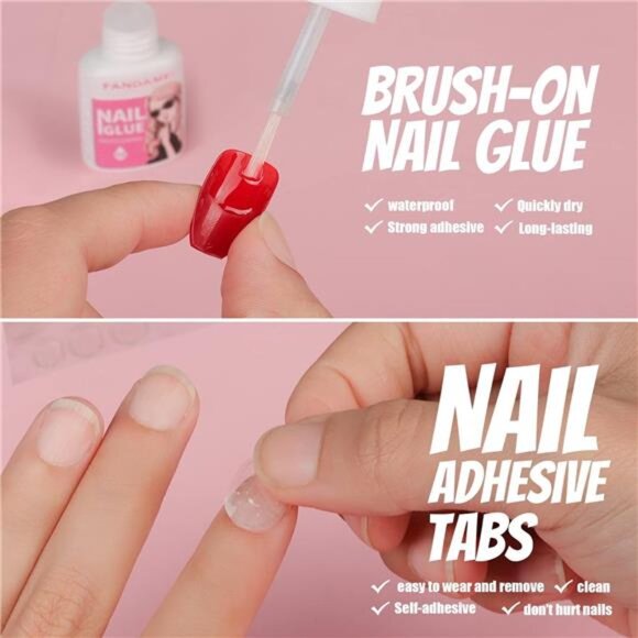 Press on Nails Medium Length, 24 Pack 576PCS Glossy Medium Coffin Fake - Picture 4 of 8